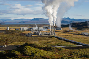 <p>The Nesjavellir geothermal power plant in Iceland. Like solar PV and wind turbines, it has a small water footprint (<a href="https://commons.wikimedia.org/wiki/File:NesjavellirPowerPlant_edit2.jpg" target="_blank" rel="noopener"> Gretar Ívarsson</a>)</p>