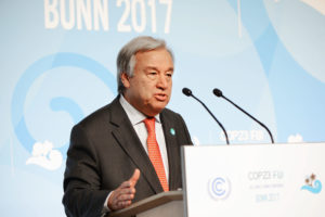 <p>Secretary-General of the United Nations, António Guterres at Bonn (image: <a href="https://www.flickr.com/photos/unfccc/38424923176" target="_blank" rel="noopener">UNclimatechange </a>)</p>