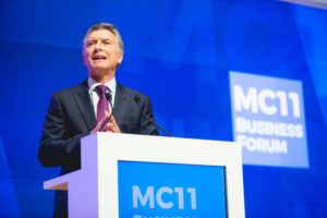 <p>Argentine president Mauricio Macri addresses delegates at the World Trade Organisation’s 11th ministerial conference in Buenos Aires in December (image: <a href="https://www.flickr.com/photos/world_trade_organization/24152930067" target="_blank" rel="noopener">WTO/ Cuika Foto) </a>)</p>