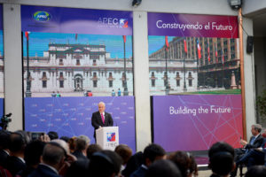 <p>President Sebastián Piñera at the launch event for the 2019 APEC Summit, to be held in Santiago, Chile (image: <a href="https://www.flickr.com/photos/secretaria_general_de_gobierno/46236812592/">Ministerio Secretaría General del Gobierno</a>)</p>