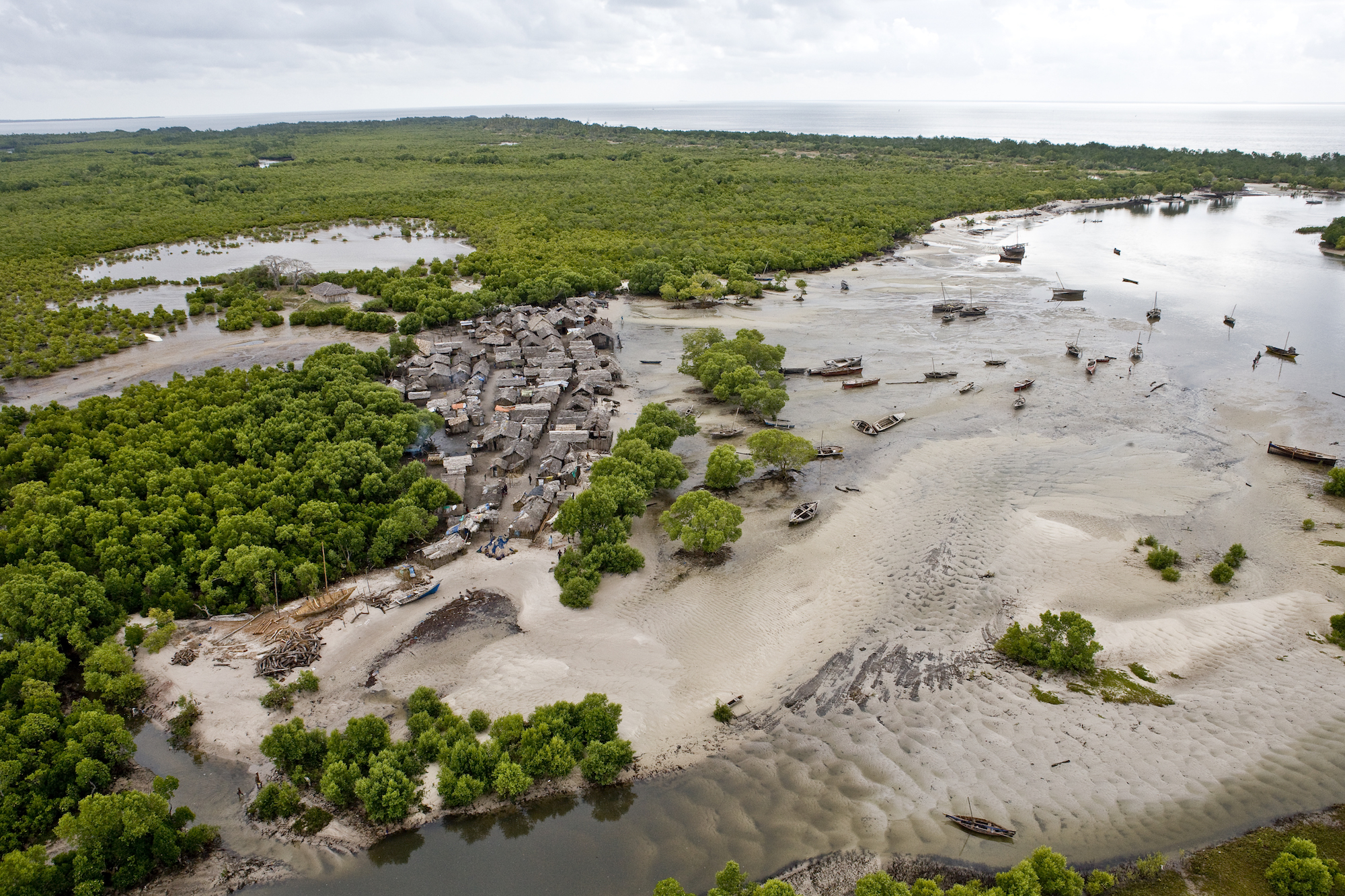 Aerial view of the Sufiji river, in Africa