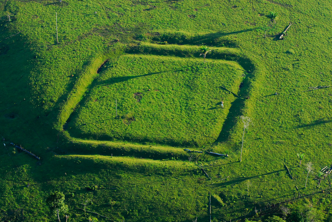 Aerial view of an Amazon geoglyph
