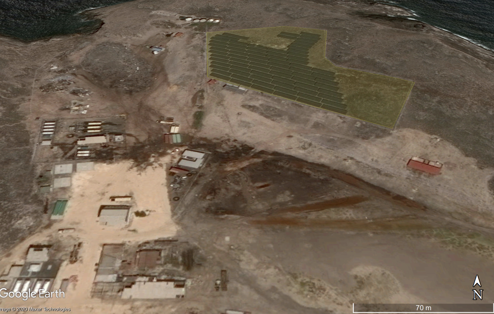 Google Earth view of the abandoned solar project on the island of Gran Roque in Venezuela