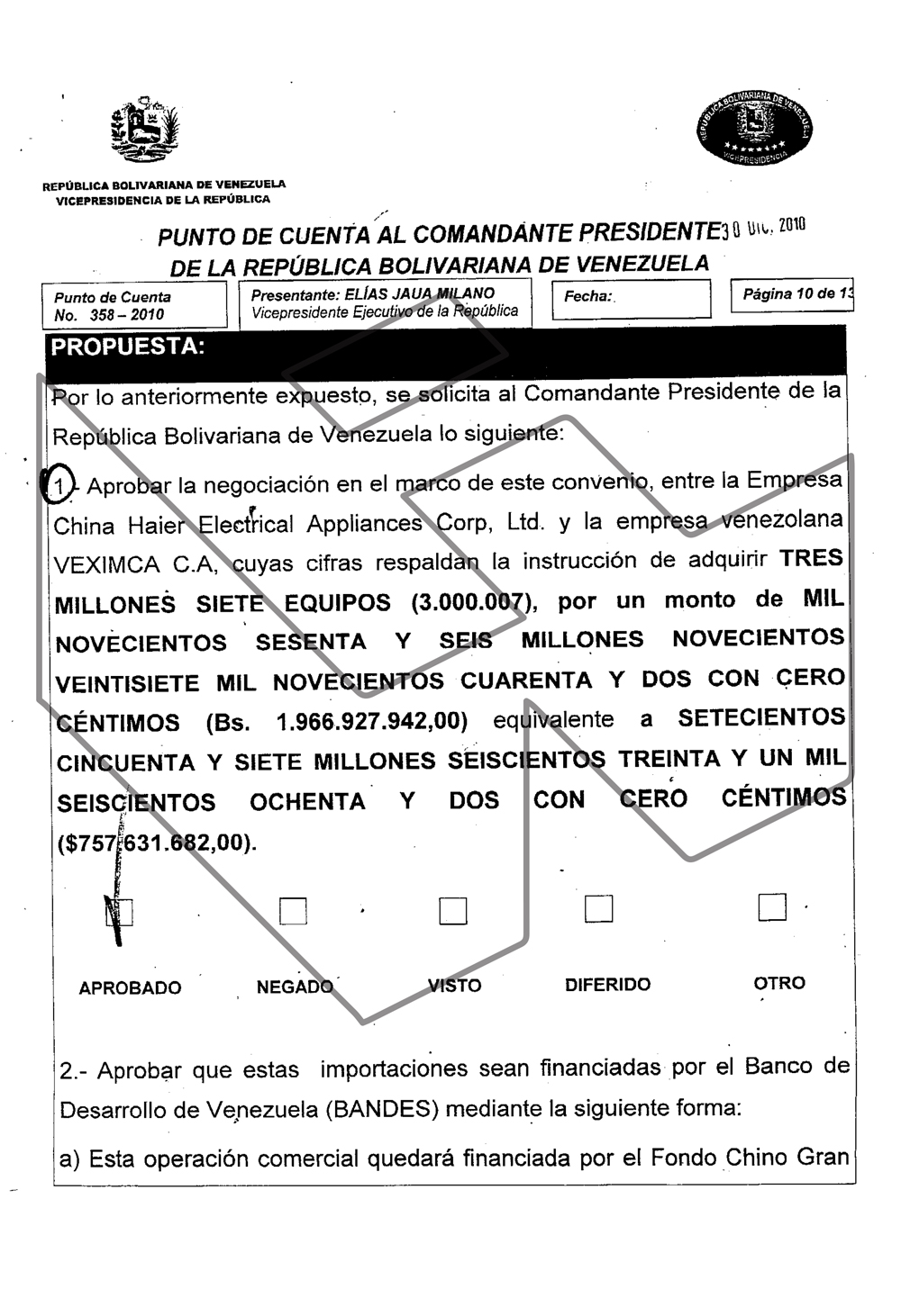 documento do governo venezuela haier