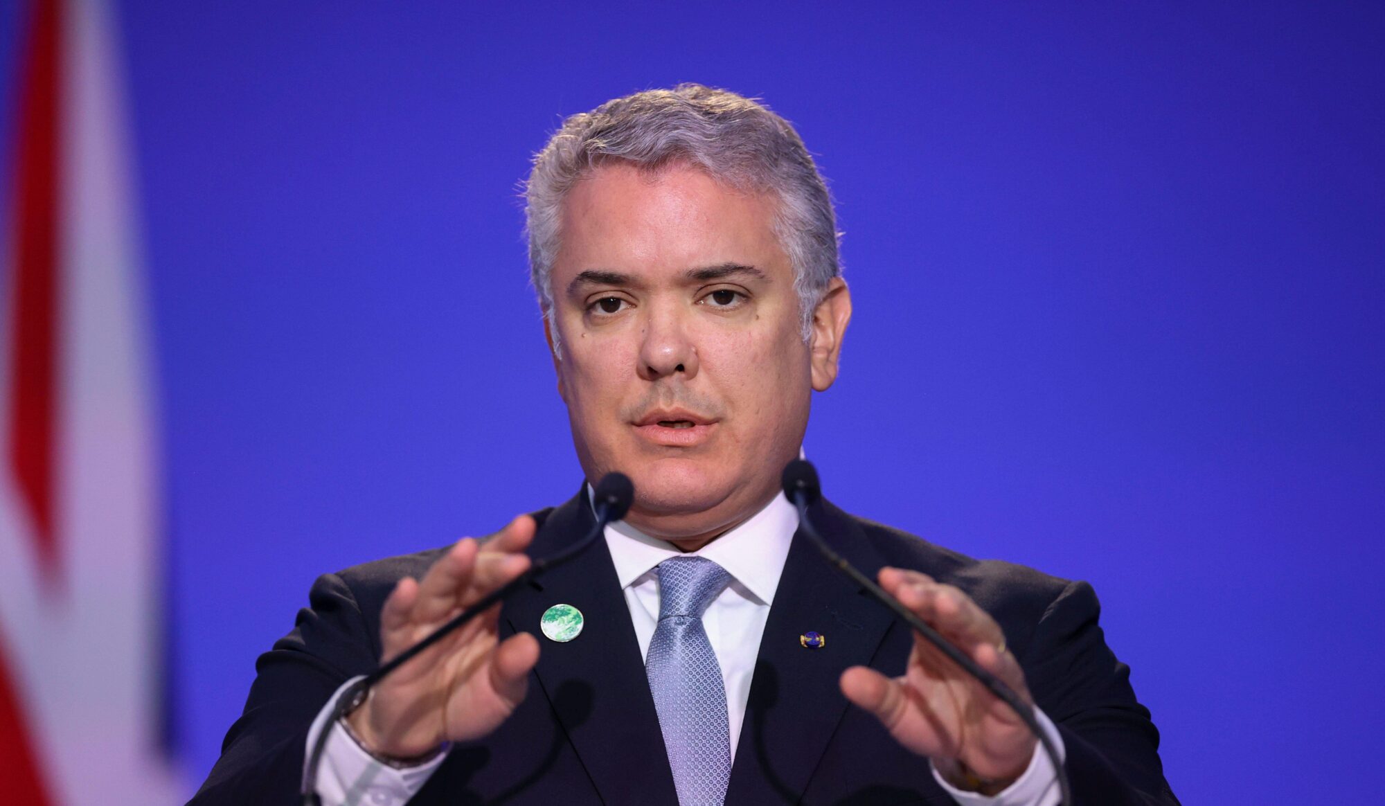 <p>Colombia&#8217;s President Iván Duque at last year&#8217;s COP26 climate conference, where he introduced his nation&#8217;s strategy for carbon neutrality by 2050. Experts say his government&#8217;s plans to back natural gas as a transition fuel threatens these commitments. (Image: Hannah McKay / Alamy)</p>