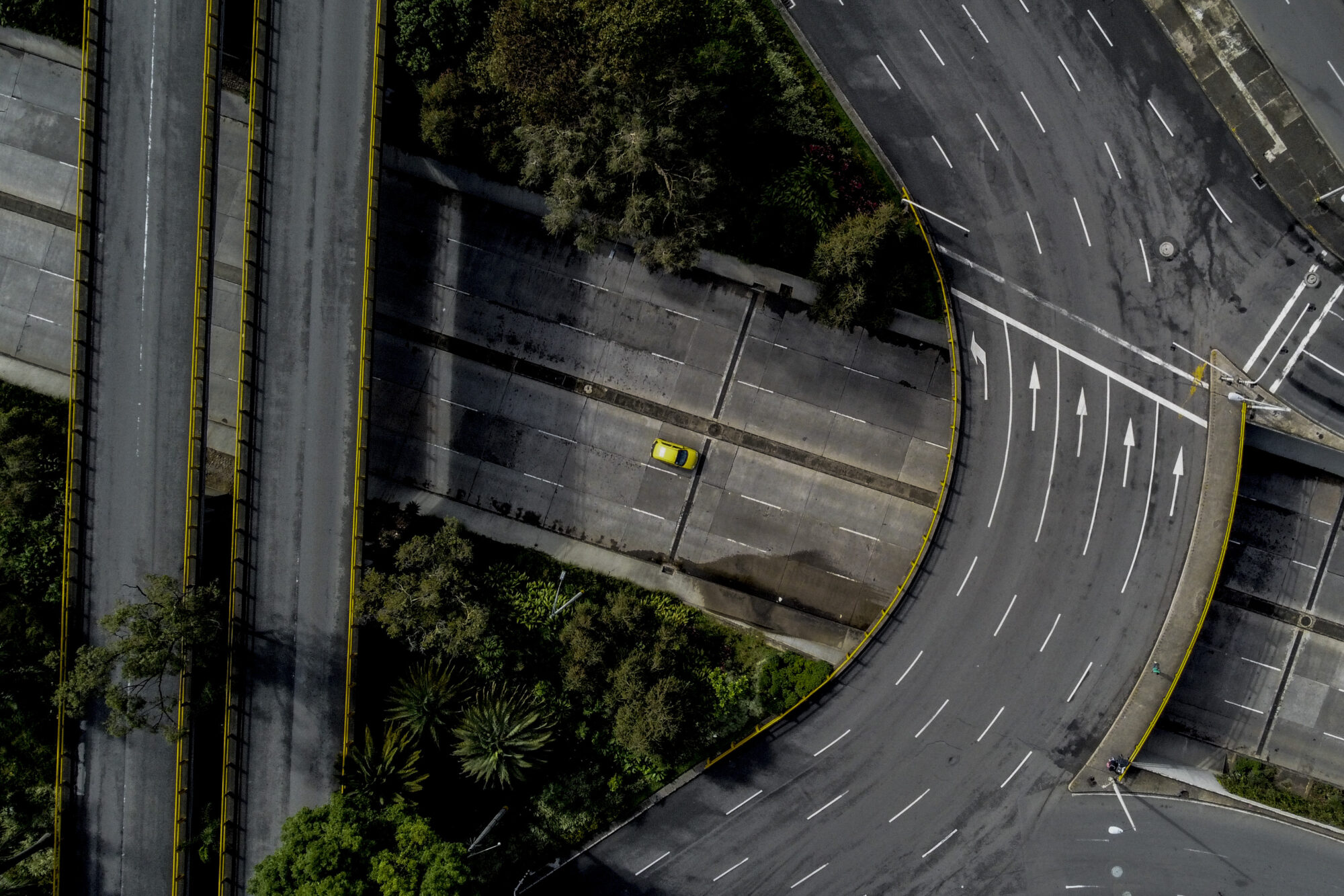 aerial view of a car on a motorway