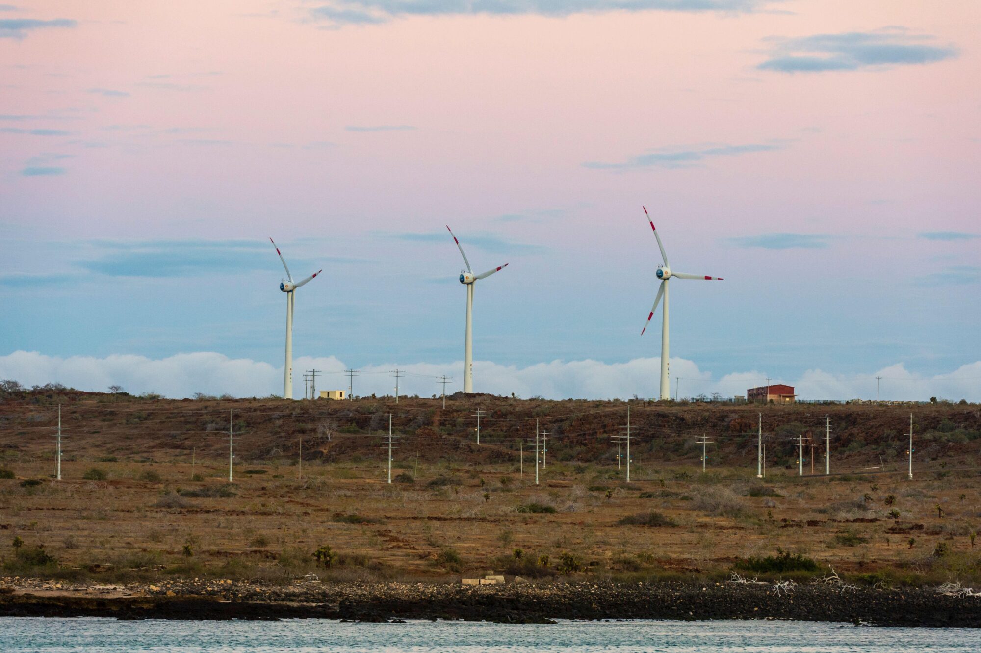 wind turbines on the Galapagos Islands in Ecuador
