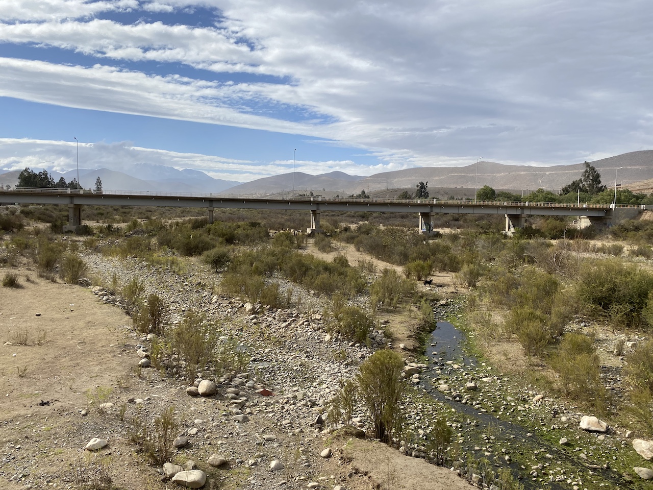dry flow of the Illapel River in Chile