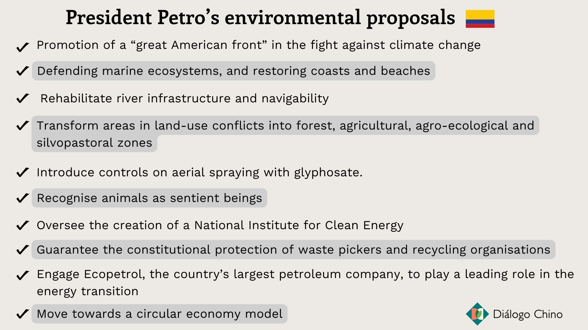Petro's list of environmental proposals in Colombia