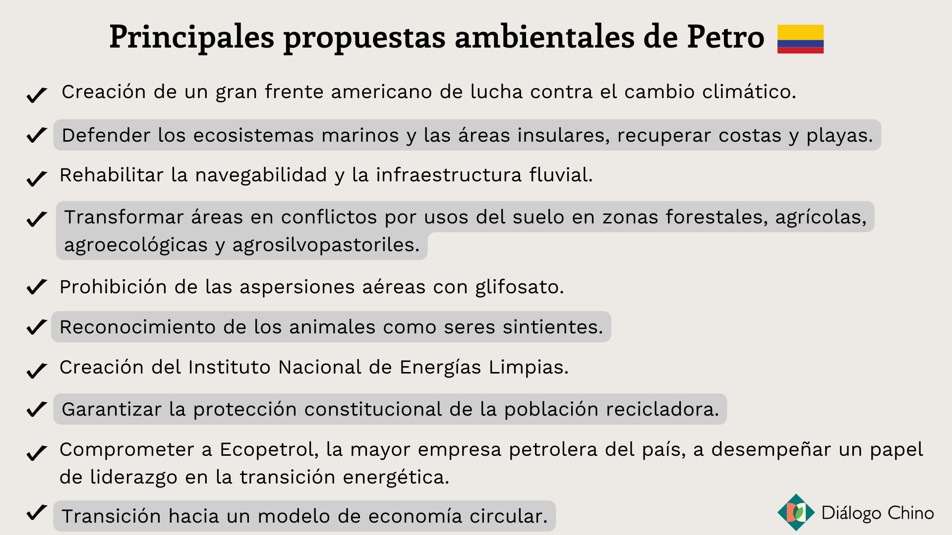 lista de propuesta ambientales de Petro en Colombia
