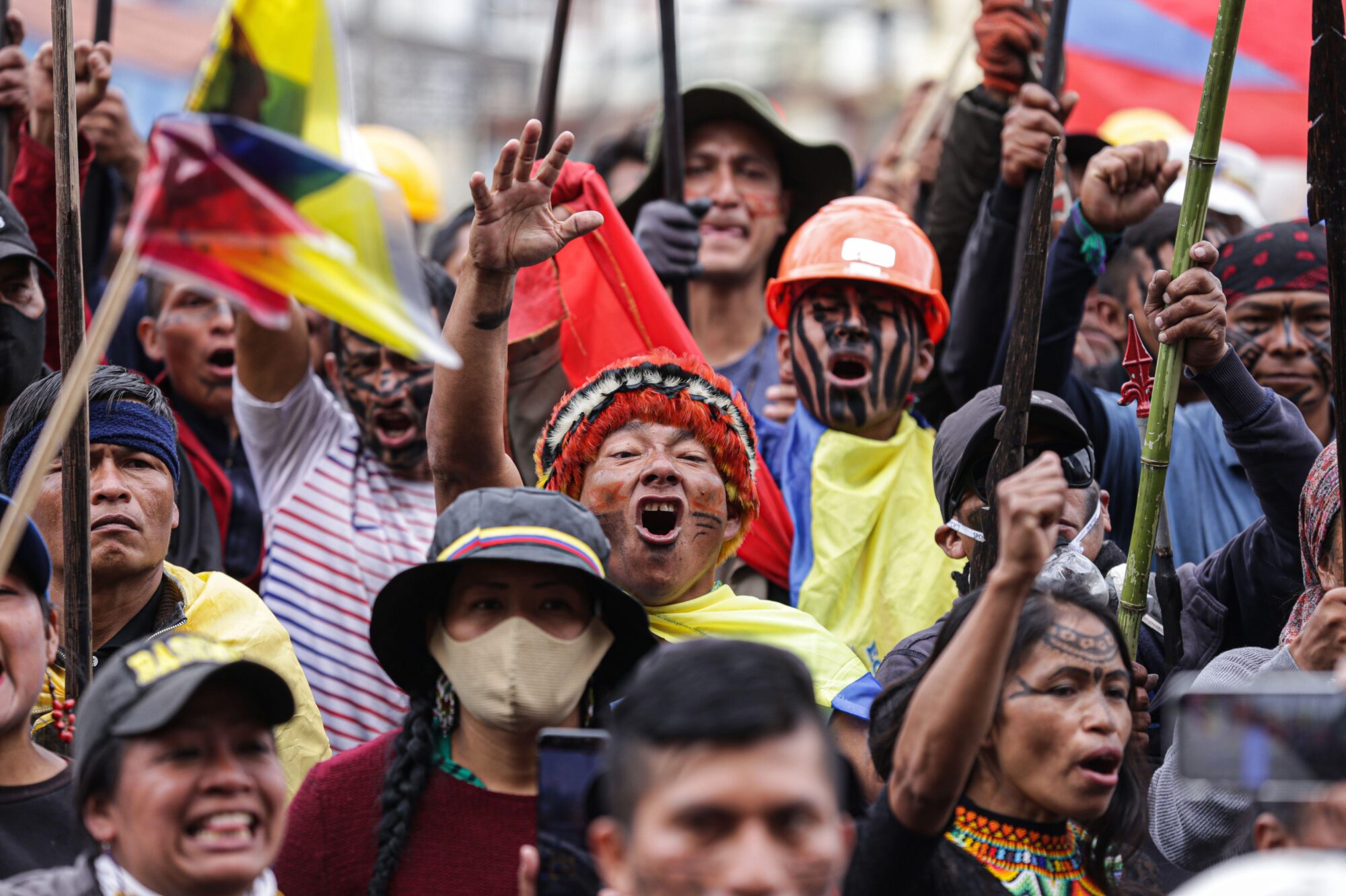 <p>Indigenous protestors in Quito, Ecuador in June. The country saw weeks of demonstrations against rising fuel and food prices, indigenous exclusion and the government’s extractive policies (Image: Joaquin Montenegro Humanante / dpa / Alamy)</p>