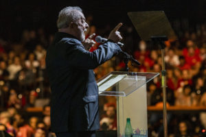 <p>Lula at his final campaign event in September 2022. The Brazilian president has pledged to lead the fight against deforestation and renew investment in environmental policies (Image: <a href="https://www.flickr.com/photos/midianinja/52452706363/in/album-72177720303152507/">Oliver Kornblihtt</a> / <a href="https://www.flickr.com/people/midianinja/">Mídia NINJA</a>, <a href="https://creativecommons.org/licenses/by-nc/2.0/">CC BY NC</a>)</p>