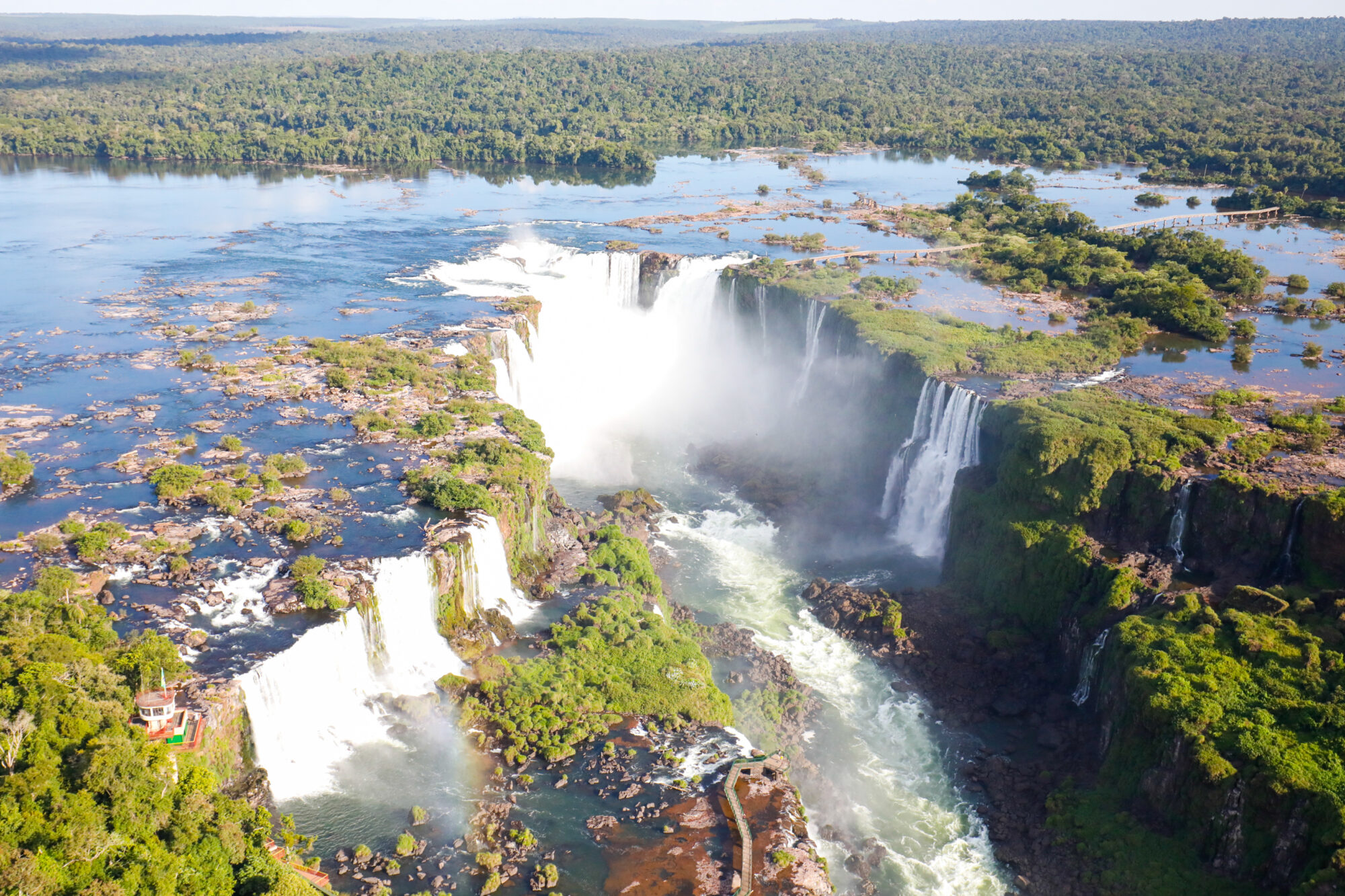 Aerial view of Iguazu Falls, at the border of Brazil and Argentina