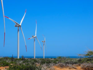Wind turbines at the Guajira I wind farm