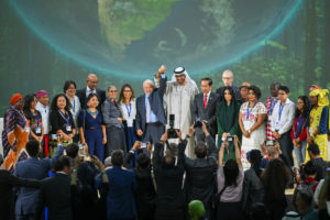 Group picture with Luiz Inácio Lula da Silva, President of the Federative Republic of Brazil and Marina Silva, Minister of the Environment, Joko Widodo, President of the Republic of Indonesia and Climate Change of Brazil and His Excellency Dr. Sultan Al Jaber,