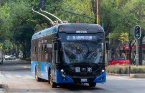 <p>A Yutong electric bus pictured on the streets of Mexico City. In the first half of this year, Chinese-brand vehicles accounted for 9.3% of all sales in Mexico, with electric vehicles making up a small but steadily growing portion of the market. (Image: Alamy)</p>