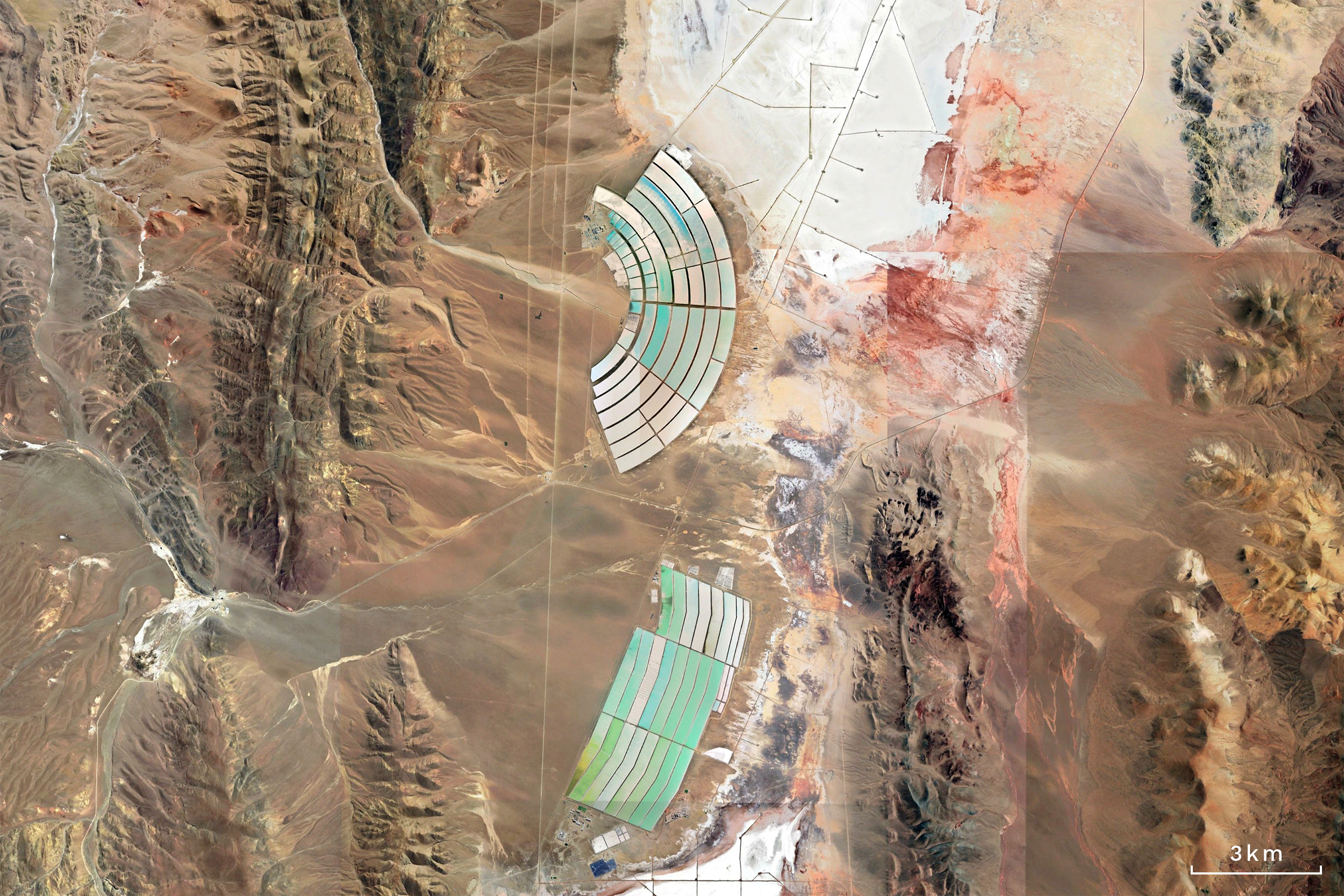 Satellite photograph of lithium mining